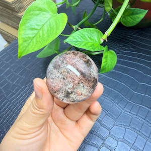 Beautilful 42.9mm Gray Phantom Quartz Sphere, Garden Quartz Orb, Lodolite Crystal Sphere, Shamans Dream Stone