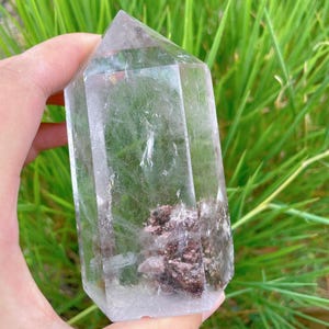 Beautiful All Seasons Phantom Quartz Obelisk, Green Garden Quartz Freeform, Ghost Quartz Crystal Point Freeform, Crystal Decoration, 389g