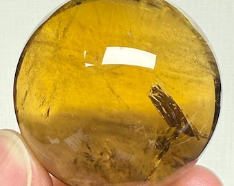 38mmシトリンクォーツ球、ブラジル産真正シトリン水晶玉、クリア