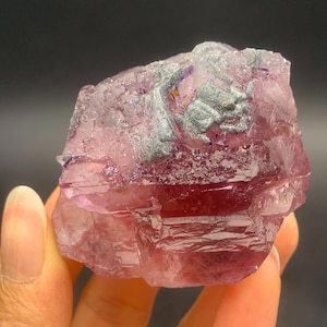 Beautiful Phantom Fluorite Crystal from Inner Mongolia, China, Fluorite Mineral Specimen with Bismuthinite, Chinese Mineral