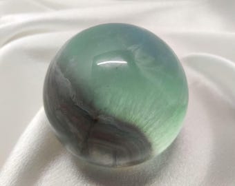 Esfera de fluorita azul para acuario de 55 mm, bola de cristal azul única, esfera de cristal de cuarzo, bola de fluorita azul, 281 g