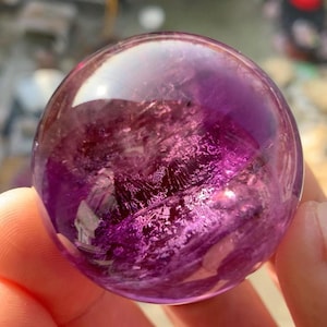 Rare Find 45mm Violet Purple Amethyst Sphere, Amethyst Ball with &#39;Sea Urchin&#39; Like Inclusion, Purple Amethyst Orb Sphere, 127.5g