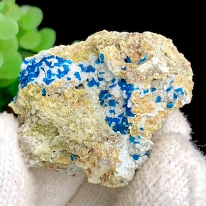 Beautiful Blue Veszelyite Cluster Mineral Specimen, Veszelyite Specimen from Yunnan, China, Bright Blue Raw Mineral Collection, 42g