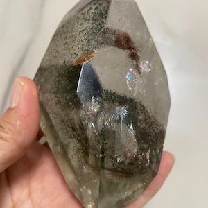 Beautiful All Seasons Phantom Quartz Obelisk, Green Garden Quartz Freeform, Ghost Quartz Crystal Point Freeform, Crystal Decoration, 423g