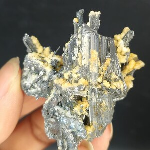 Beautiful Dark Blue Raw Stibnite Crystals from Lengshuijang, Hunan Province, China, Raw Minerals Large Stibnite Blade