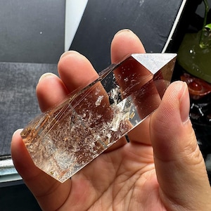 Beautiful Gold Rutilated Quartz Tower, Rutile Crystal Tower Crystal Wand, Healing Crystals and Stones, Rutilated Obelisk, 75g