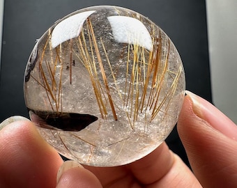 中空の金の思考 | ゴールデンルチルクォーツ球 - Etsy 日本