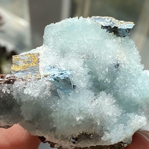 Beautiful Blue Aragonite Raw Stone, Natural Crystal from Yunnan, China, Mineral Specimen, Rough Aragonite, Rock Collector Gift