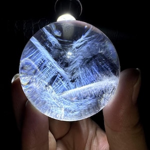 Beautiful 51mm Natural Blue Rutiles Crystal Shpere Ball, Clear Quartz Sphere from Brazil, Crystal Sphere, Blue Angel&#39;s Feathers, 188g