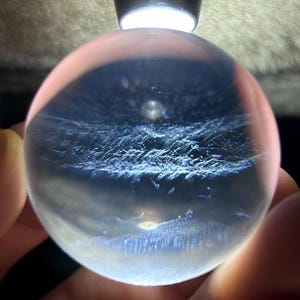 Beautiful 34mm Natural Blue Rutiles Crystal Shpere Ball, Clear Quartz Sphere from Brazil, Crystal Sphere, Blue Angel&#39;s Feathers