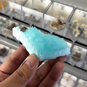 Beautiful Blue Aragonite Raw Stone, Natural Crystal from Yunnan, China, Mineral Specimen, Rough Aragonite, Rock Collector Gift