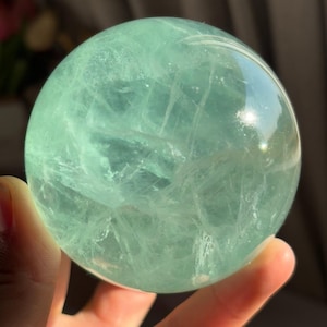 Beautiful 73mm Large Green Fluorite Sphere, One of a Kind Rainbow Fluorite Crystal Ball, Quartz Crystal Sphere, Crystal Gifts