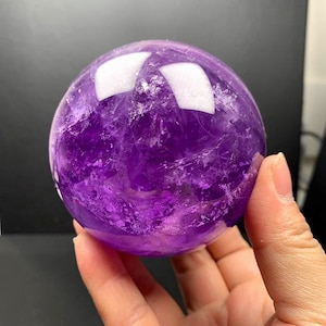 Beautiful 80mm Large Deep Purple Amethyst Sphere, Purple Amethyst Ball, Purple Crystal Sphere, Quartz Ball, Amethyst Orb Sphere, 720g