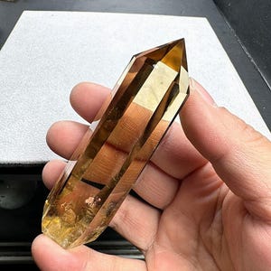 Citrine Tower, Golden Citrine Point, Crystal Obelisk Wand, November Birthstone Gift, 83g