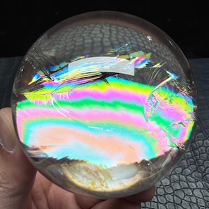 Beautiful 66mm Rainbow Clear Quartz Sphere, Natural Water Clear Rainbow Crystal Sphere, Rainbow Clear Quartz Sphere, 405g