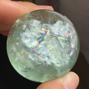 Beautiful 52mm Green Fluorite Sphere, One of a Kind Rainbow Fluorite Crystal Ball, Quartz Crystal Sphere, Crystal Gifts, 231g