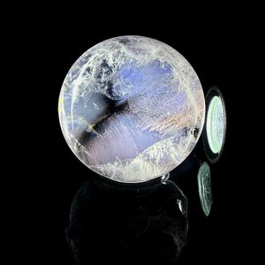 Rare Find 38mm Red Blue Rutiles Combination Crystal Sphere Ball, Clear Quartz Sphere, Blue Angel&#39;s Feathers, 77g