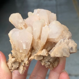 Beautiful Pink Fluorescence Calcite Cluster, Light Pink Fluorescence Calcite Piece from Inner Mongolia, Chinese Mineral Specimen