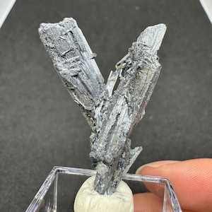 Beautiful Dark Blue Raw Stibnite Crystals from Hunan Province, China, Raw Minerals Large Stibnite Blade
