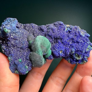 Natural Azurite Malachite Combination, Azurite Geode Crystal Mineral Specimen, Azurite Malachite Stone from Anhui, China