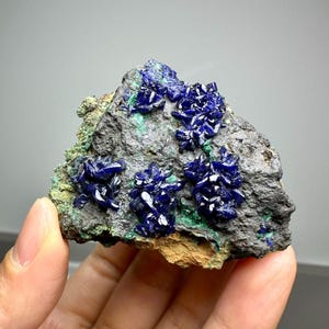 Natural Azurite Malachite Combination, Azurite Geode Crystal Mineral Specimen, Azurite Malachite Stone from Anhui, China