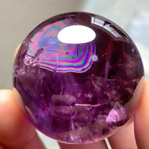 Beautiful 45mm Deep Purple Amethyst Sphere, Rainbow Amethyst Ball, Purple Crystal Sphere, Amethyst Orb Sphere, 122.6g