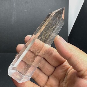 Torre di quarzo rutilato dorato, bacchetta di cristallo a forma di ago di rutilo, cristalli curativi, 110 g