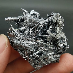Beautiful Dark Blue Raw Stibnite Crystals from Hunan Province, China, Raw Minerals Large Stibnite Blade