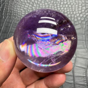 Beautiful 49.7mm Violet Purple Amethyst Sphere, Rainbow Amethyst Ball, Purple Crystal Sphere, Quartz Ball, Amethyst Orb Sphere