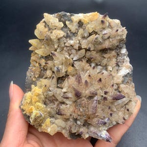 Beautiful Purple YttroFluorite on Calcite Cluster,  Rare Crystal Specimen from Guizhou, China, Fluorite Crystal Specimens Collection