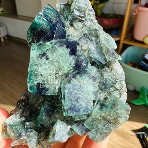 Beautiful Green Blue Daylight Fluorescent Fluorite from the United Kingdom, Rare Crystal Specimen, Fluorite Crystal Specimens