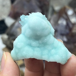 Beautiful Blue Aragonite Raw Stone, Natural Crystal from Yunnan, China, Mineral Specimen, Rough Aragonite, Rock Collector Gift