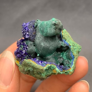 Natural Azurite Malachite Combination, Azurite Geode Crystal Mineral Specimen, Azurite Malachite Stone from Anhui, China