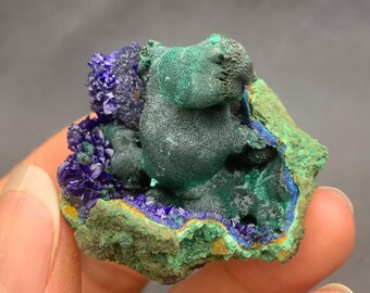 ブルーアズライトマラカイト標本、34 mm箱 中国安徽省産の鮮やかな