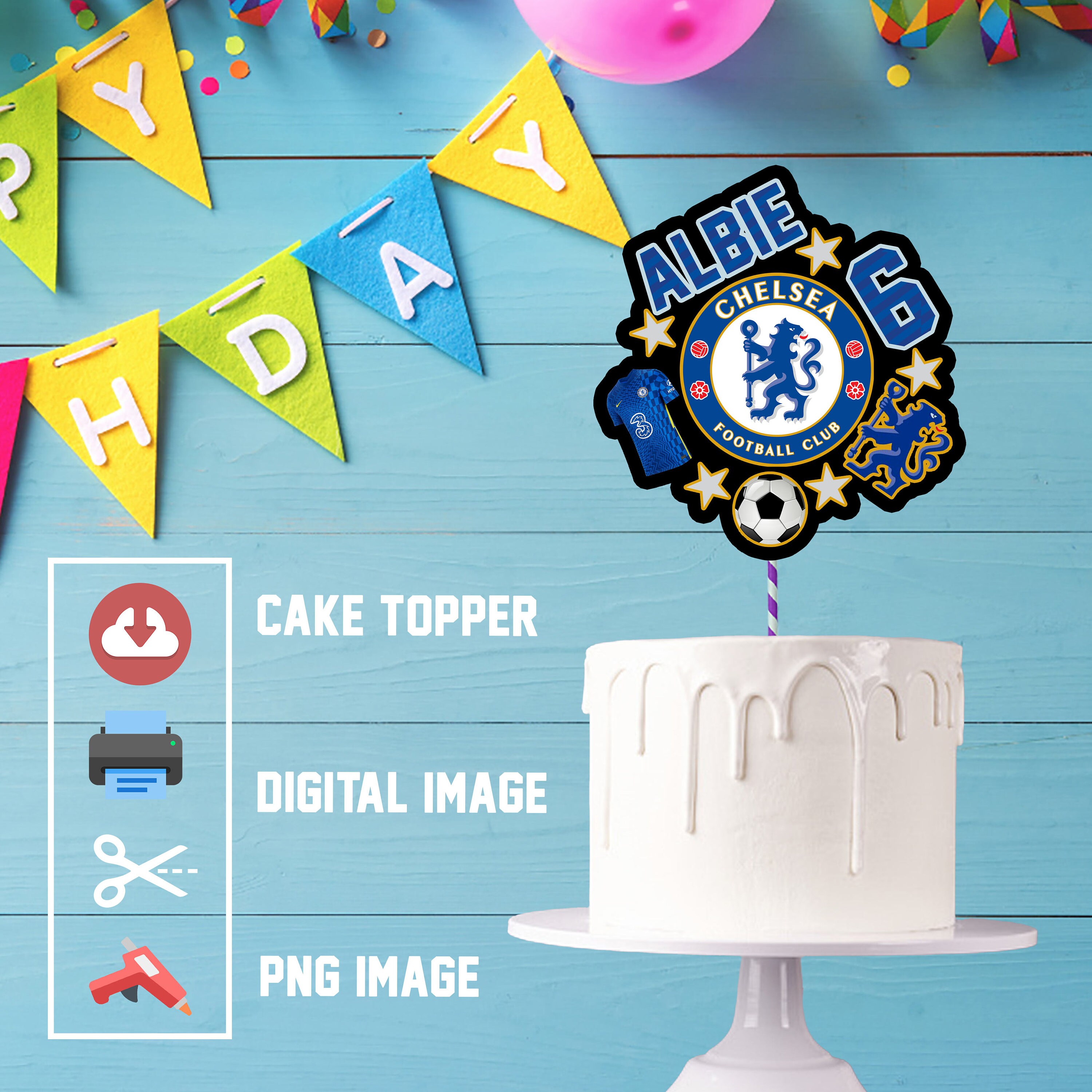 CHELSEA CAKE TOPPER Birthday Party Etsy UK