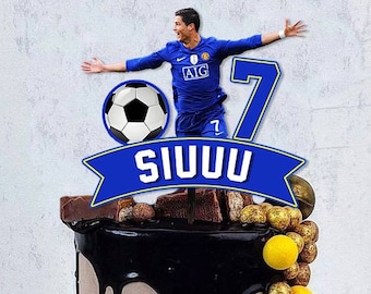 Topper de pastel de fútbol / topper de pastel de Cristiano Ronaldo / topper de pastel para niños / fiesta de cumpleaños