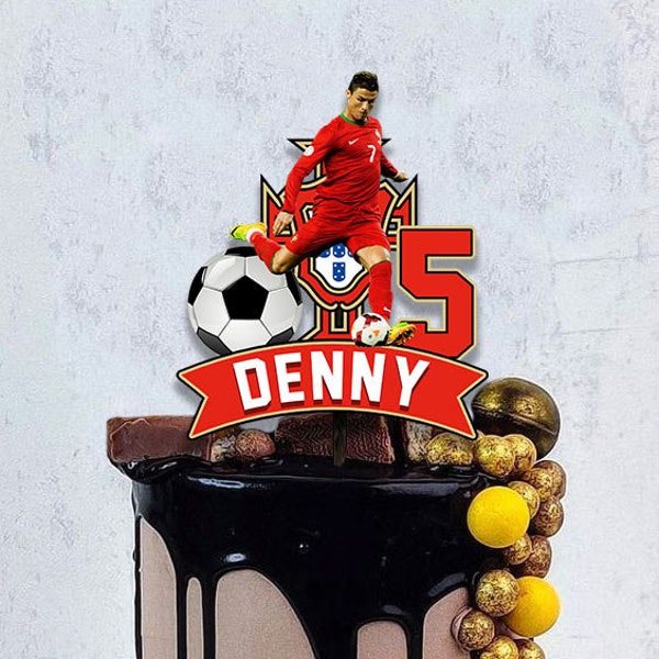 Topper de gâteau de football | Topper de gâteau de Ronaldo | de gâteau de football | fête d'anniversaire