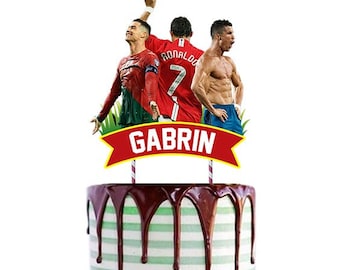 Adorno para tarta de fútbol / Adorno para tarta de Ronaldo / Adorno para tarta infantil / Fiesta de cumpleaños