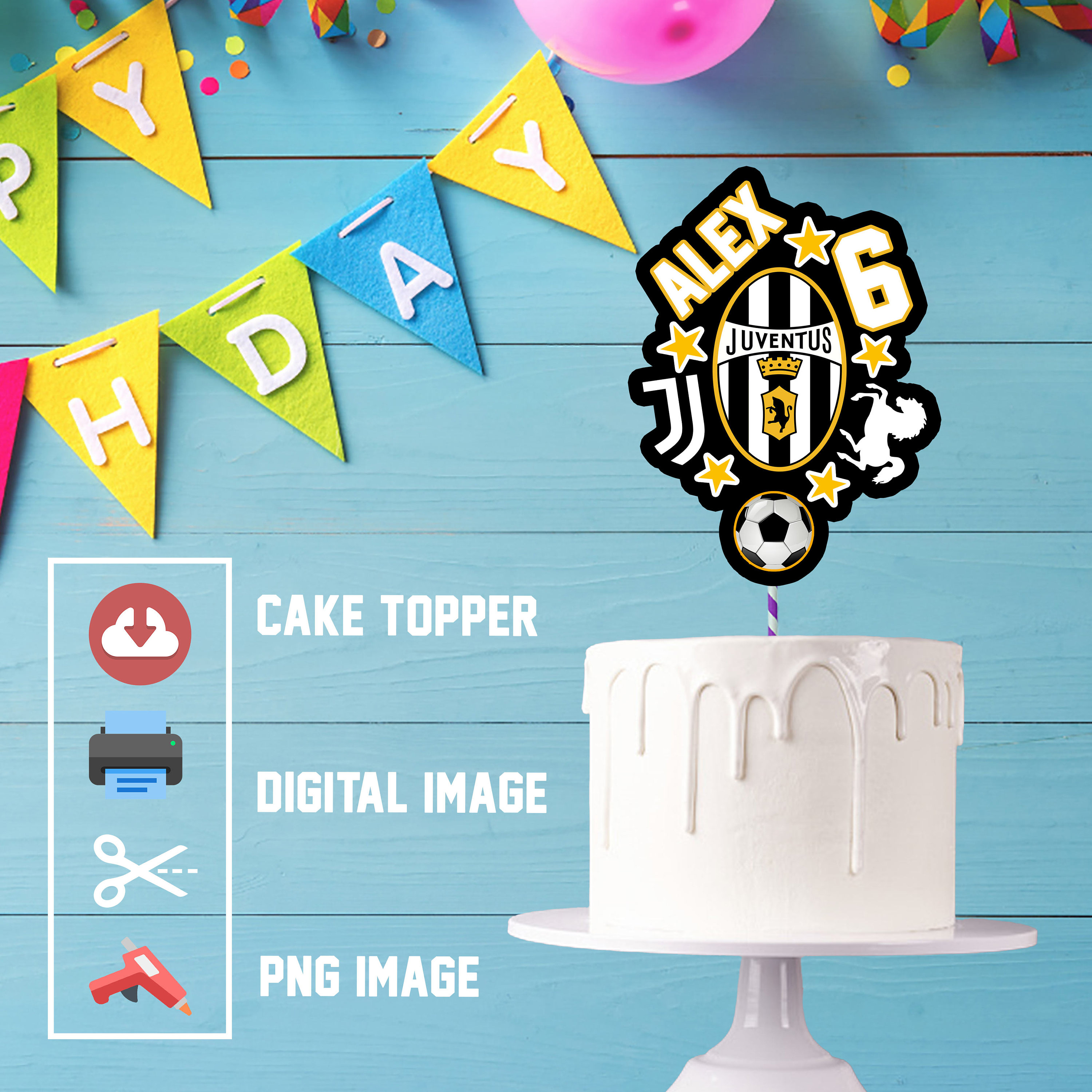JUVENTUS CAKE TOPPER Birthday Party - Etsy