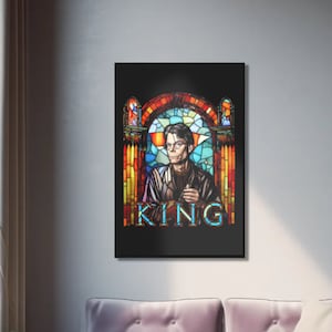 Stephen King Stained Glass Art Print | The King Poster | Horror Wall Art | Author Writer Reader Gift Decor