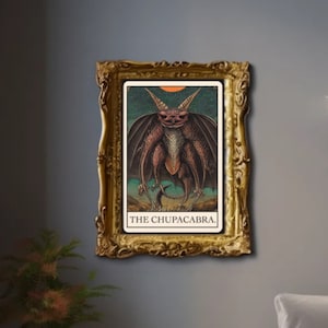 The Chupacabra Tarot Card Art Print cryptid cryptozoology Poster | Gift | Artwork | Decor | Wall Art