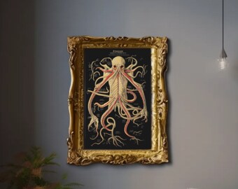 Cthulhu Poster, HP Lovecraft Art Print, Cosmic Horror Anatomy Wall Art, Elder God Decor