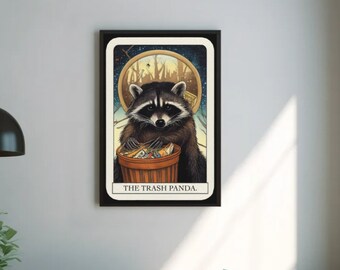 Prullenbak Panda Tarot Card Art Print | Wasbeerposter | Tarotkaart kunst aan de muur | Prullenbak Panda cadeau