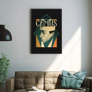 Albert Camus Art Deco Art Print gift poet artwork design decor author writer gift for author gift for writer gift for reader