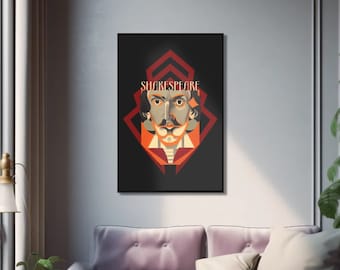 William Shakespeare Art Print, Art Deco Playwright Poster, Theatre Wall Decor, Drama Teacher Gift