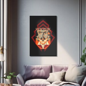 William Shakespeare Art Deco Art Print gift poet artwork design decor author writer gift for author gift for writer gift for reader