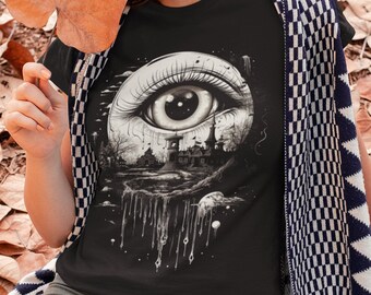 Weirdcore Eyeball T-Shirt | Surreal Weirdo Aesthetic | Trippy Alt Clothing | Grunge Clothes | Harajuku Punk | Rave Gear | Psychedelic