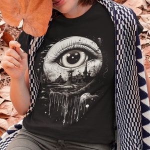 Weirdcore-tröja, surrealistisk ögonglobströja, trippy alternativa kläder, psykedelisk grunge-tröja för konstiga personer bild 1
