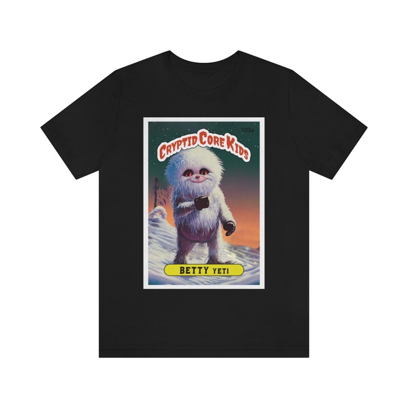 Yeti-shirt, T-shirt met de verschrikkelijke sneeuwman, T-shirt met cryptide-ruilkaarten, grappig monstercadeau, kleding voor cryptozoölogie afbeelding 5