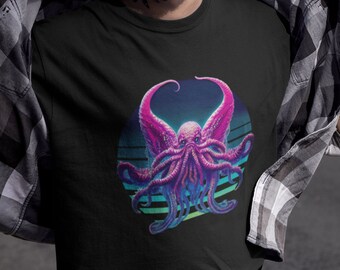 Vaporwave Cyberpunk Cthulhu T-Shirt | HP Lovecraft Teeshirt | Pastel Goth Shirt | Synthwave Gift 80s retro futuristic